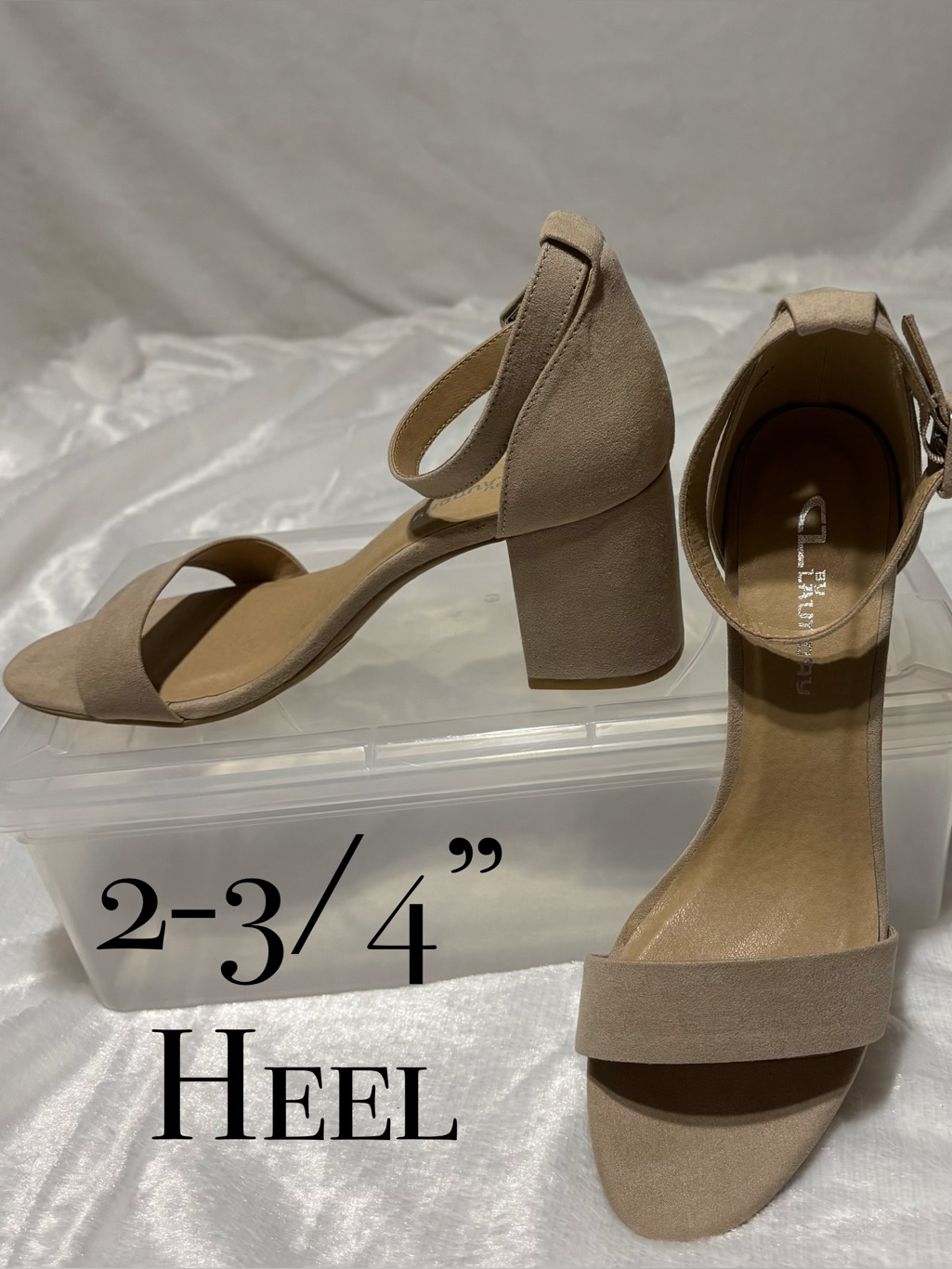 Classic Ankle-Strap Block 2-3/4” Heel Sandals In Cream Color From Cl By Laundry